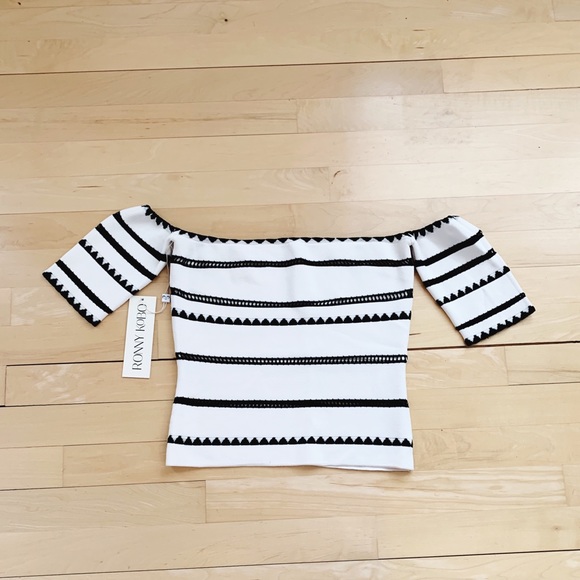 NWT- Ronny Kobo Adara Embroidered Stitch Top - Picture 3 of 3